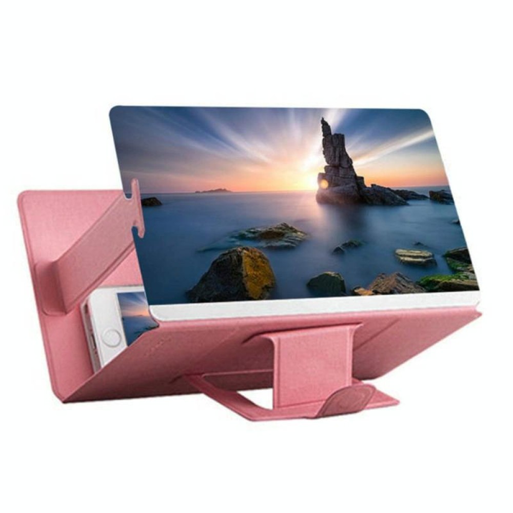 8 inch Universal Mobile Phone 3D Screen Amplifier HD Video Magnifying Glass Stand Bracket Holder(Pink)