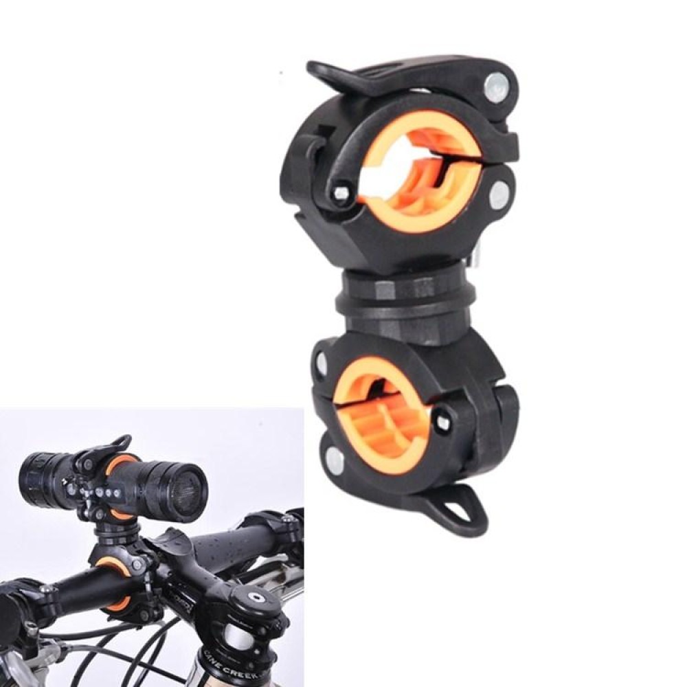 360 Lamp Holder Bicycle Flashlight Lamp Clip Fixing Bracket(Black Orange)