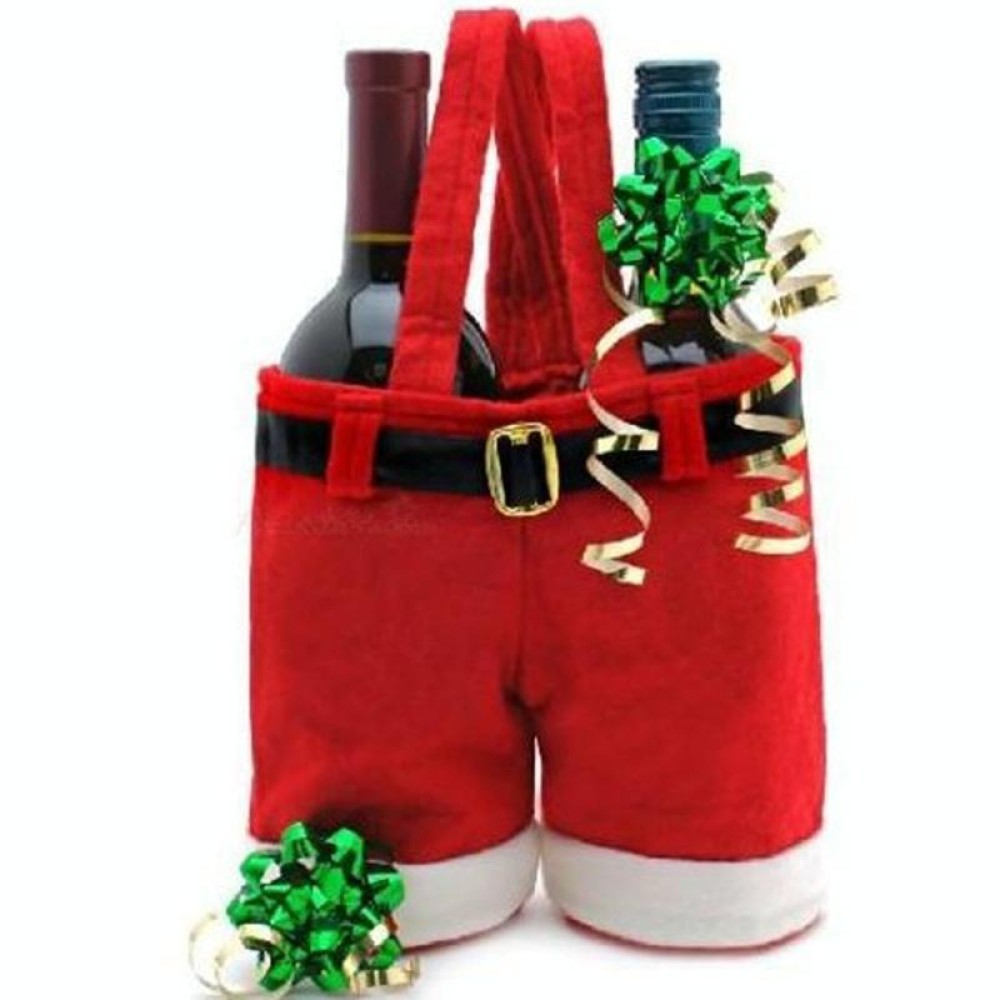 Santa Claus Suspenders Pants Candy Bottle Gift Bag Decoration