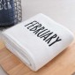 Month Embroidery Soft Absorbent Increase Thickened Adult Cotton Bath Towel, Pattern:February(White)