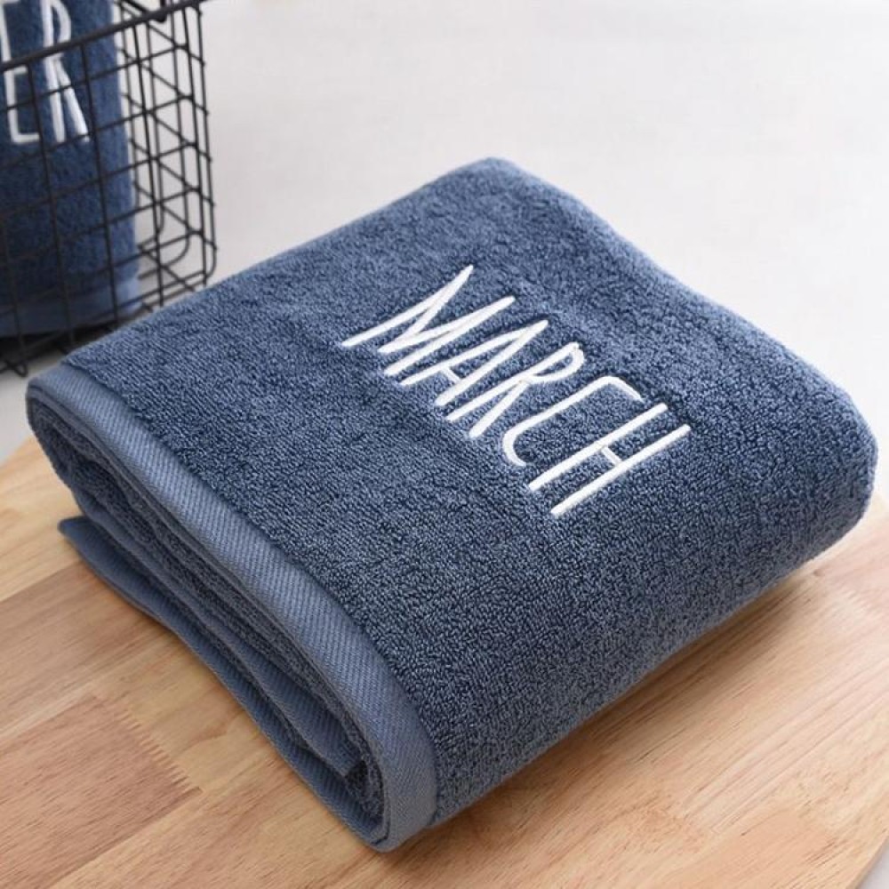 Month Embroidery Soft Absorbent Increase Thickened Adult Cotton Bath Towel, Pattern:March(Gray)