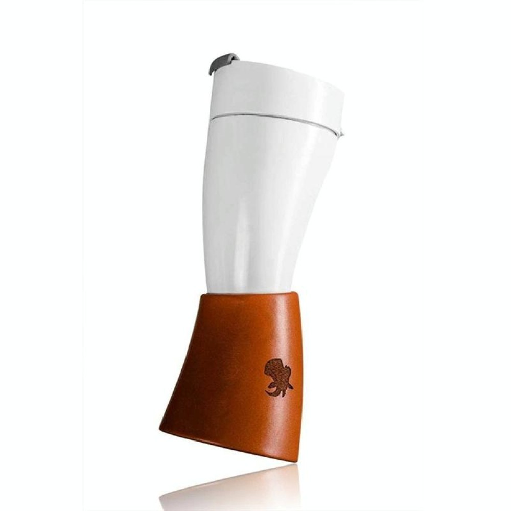 Croissant Cup Coffee Cup Stainless Steel Vacuum Flask with Rope(White)