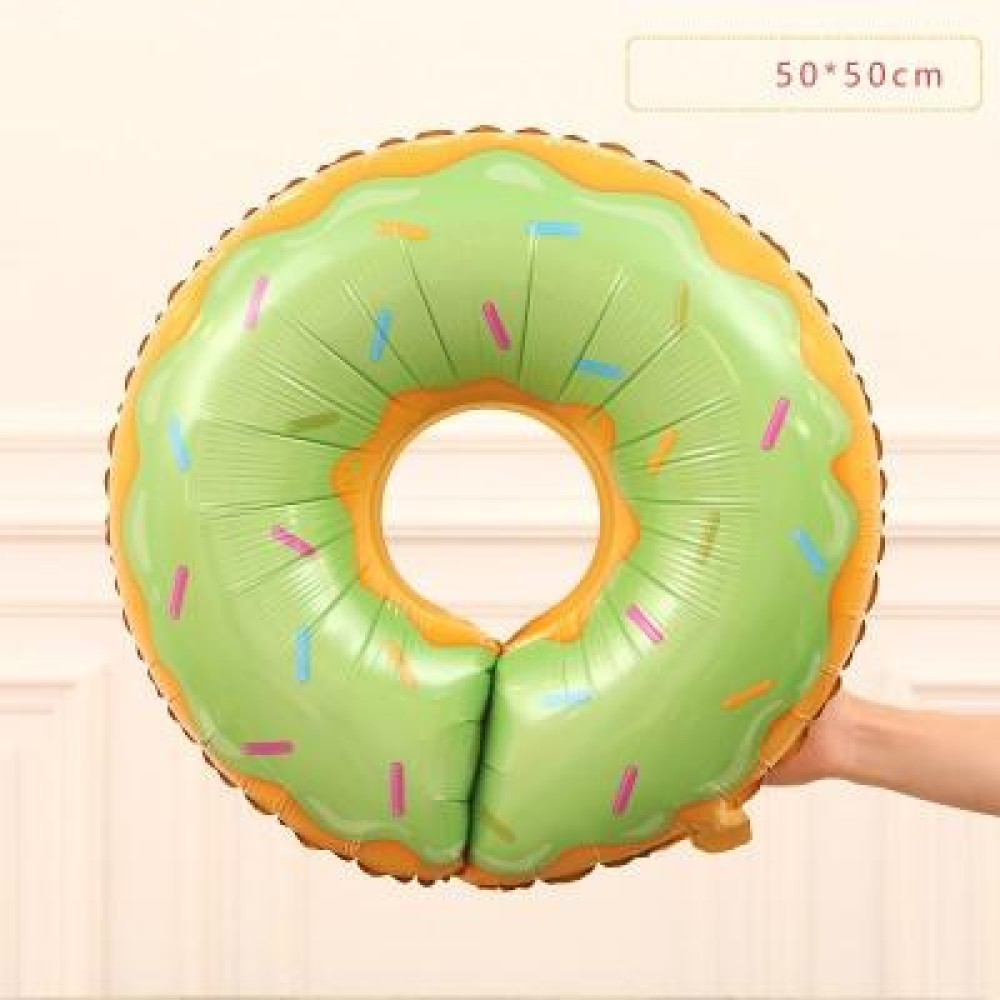 4 PCS Doughnut Candy Ice Cream Shaped Foil Balloons Happy Birthday Decorations Big Inflatable Helium(Green Dount)