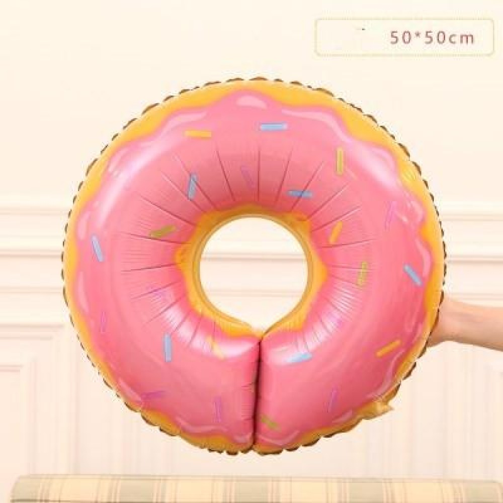 4 PCS Doughnut Candy Ice Cream Shaped Foil Balloons Happy Birthday Decorations Big Inflatable Helium(Pink Dount)
