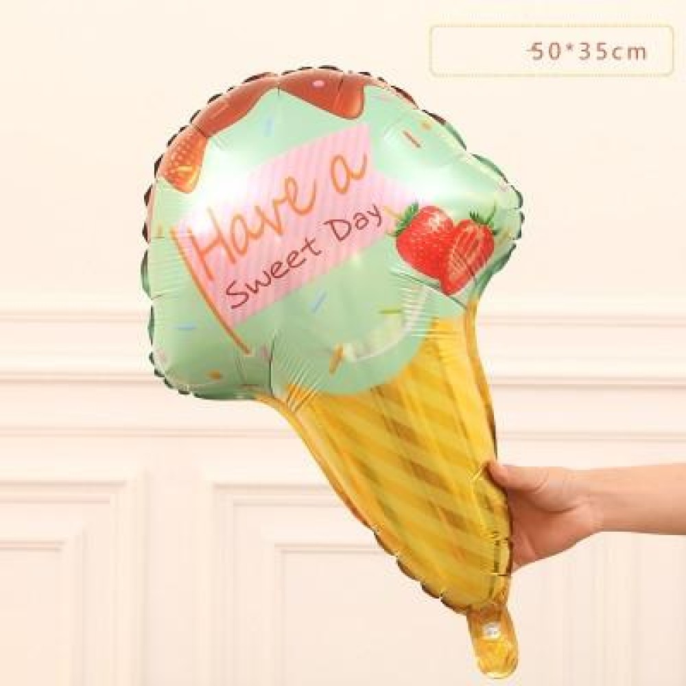 4 PCS Doughnut Candy Ice Cream Shaped Foil Balloons Happy Birthday Decorations Big Inflatable Helium(Green Ice cream)