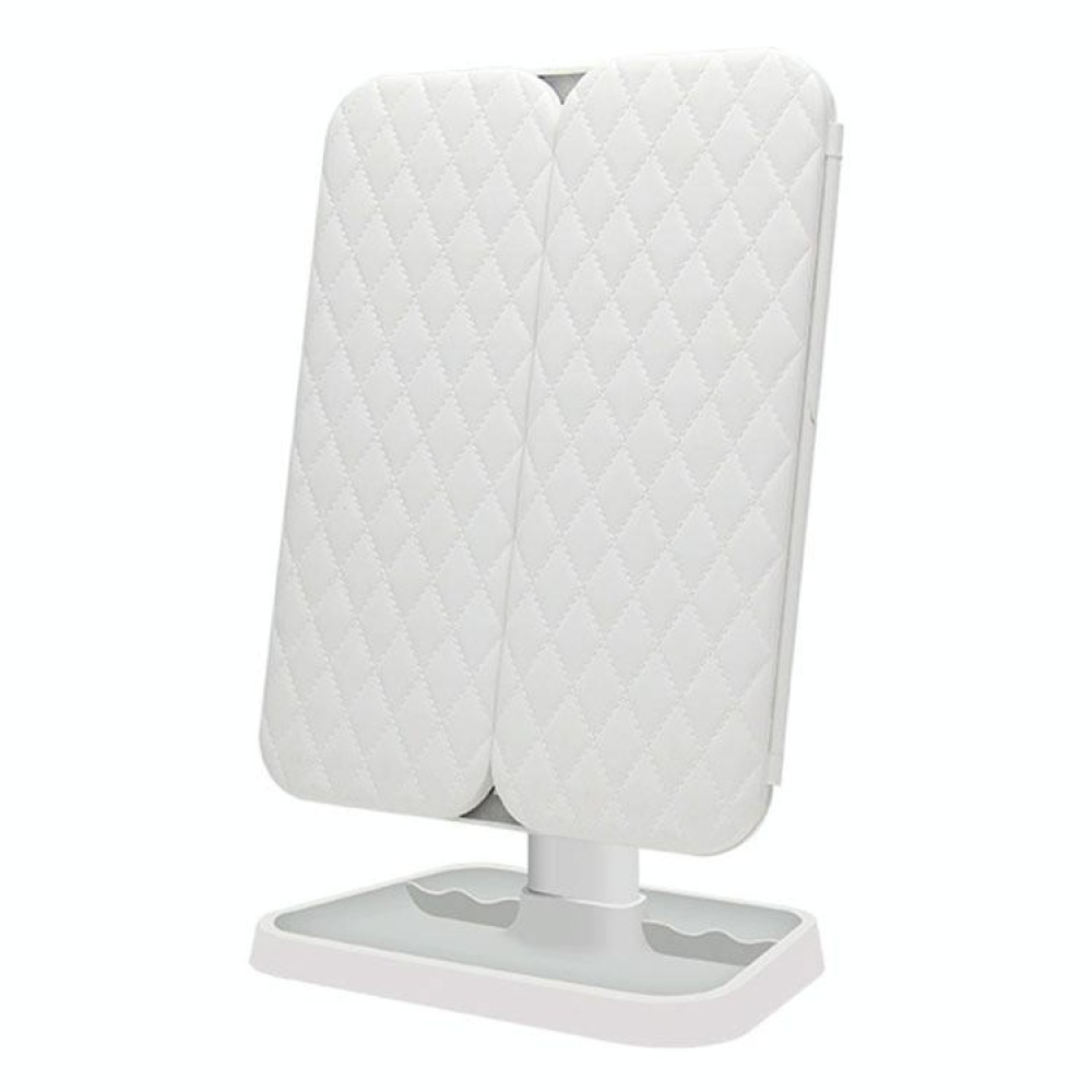 Simple & Stylish LED Three-Fold Square Makeup Mirror, Specification:Charging Model Monochrome Lamp(White)