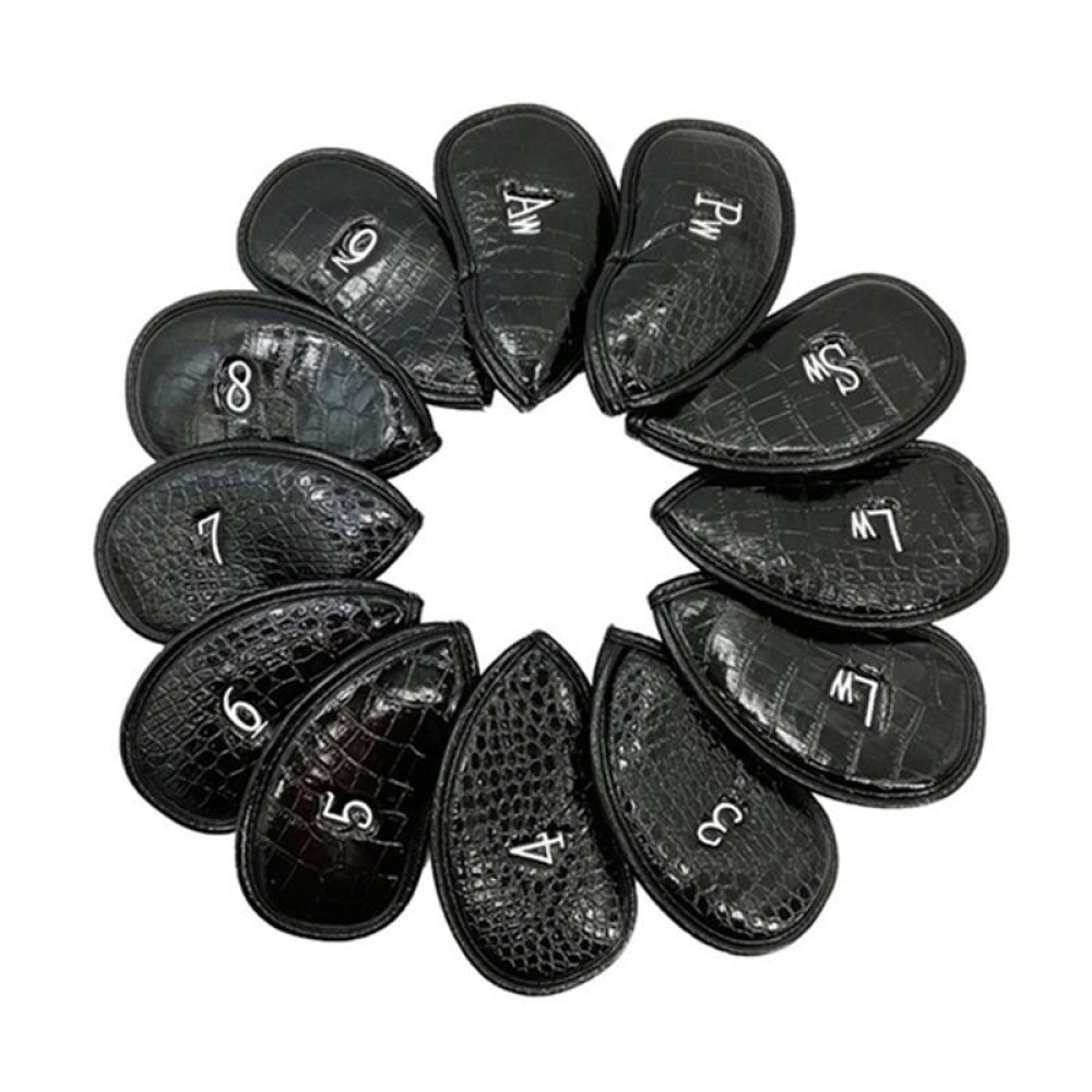 12 in 1 PU Leather Golf Club Cap Set(Black Litchi Texture)