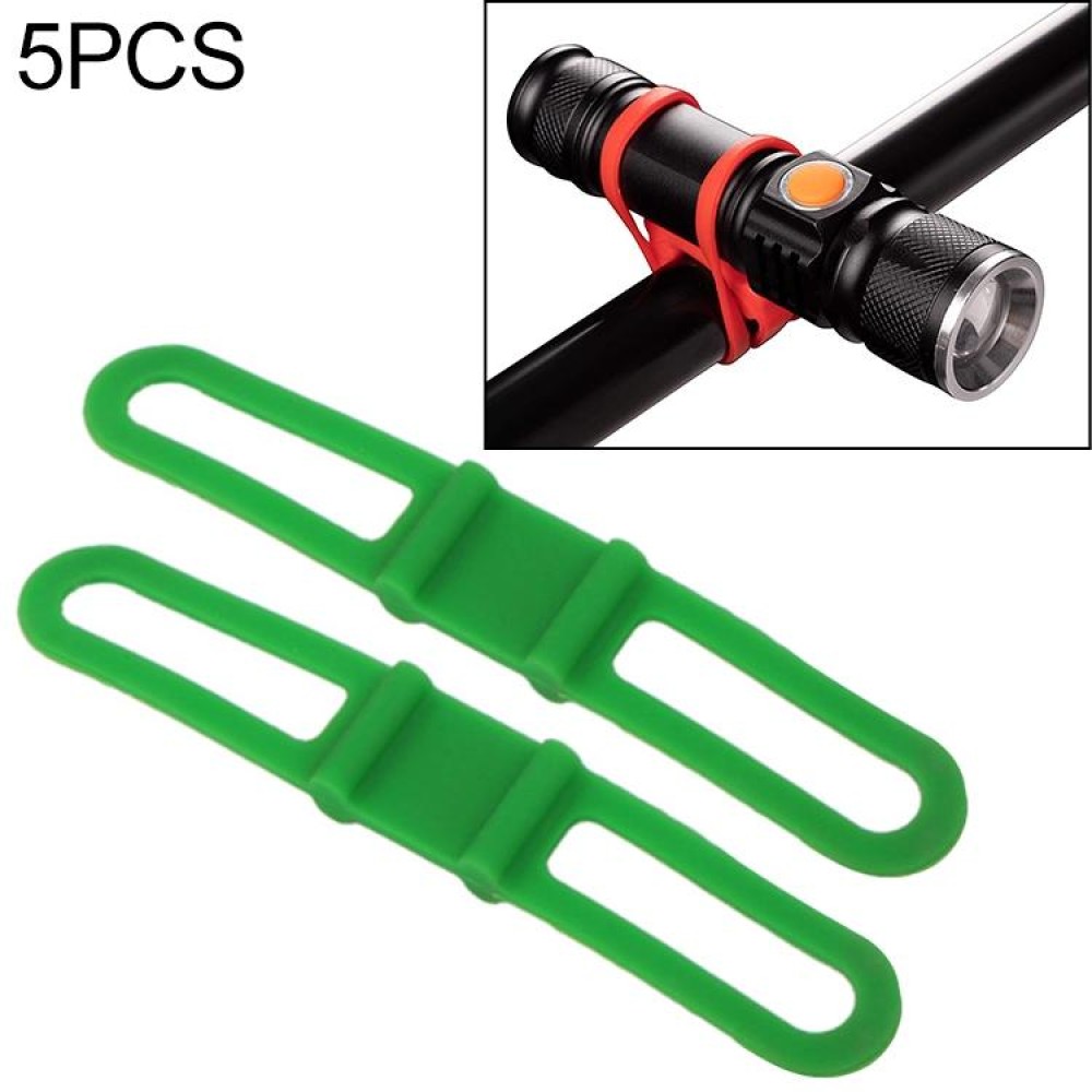 5 PCS Silicon Strap Mountain Road Bike Torch Phone Flashlight  Elastic Bandage Bicycle Light Mount Holder(Green)