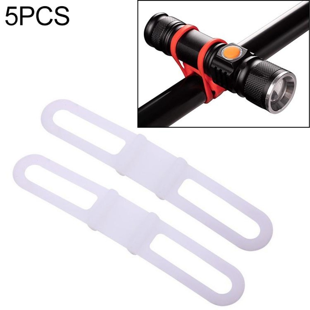 5 PCS Silicon Strap Mountain Road Bike Torch Phone Flashlight  Elastic Bandage Bicycle Light Mount Holder(White)