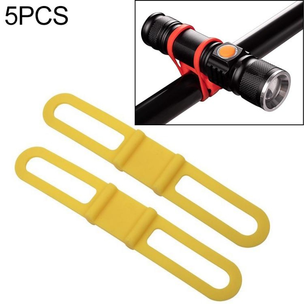 5 PCS Silicon Strap Mountain Road Bike Torch Phone Flashlight  Elastic Bandage Bicycle Light Mount Holder(Yellow)
