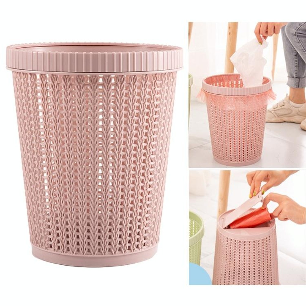 Household Removable Plastic Trash Bin Built-in Trash Bag Box(Pink)