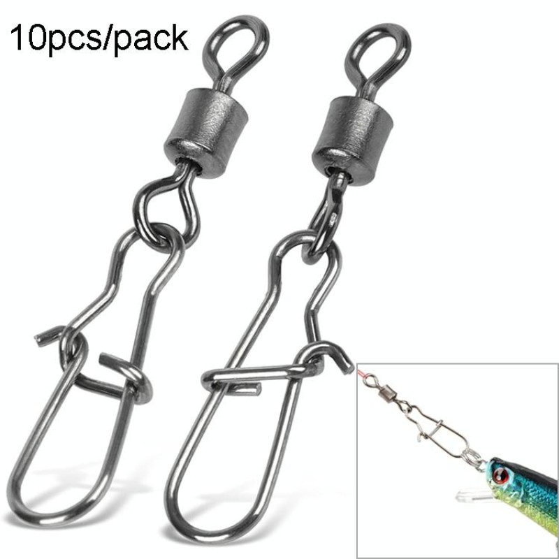 10pcs /Pack Stainless Steel Fishing Connector Bearing Rolling Swivel Connector Fishing Gear Accessories(5(29mm))