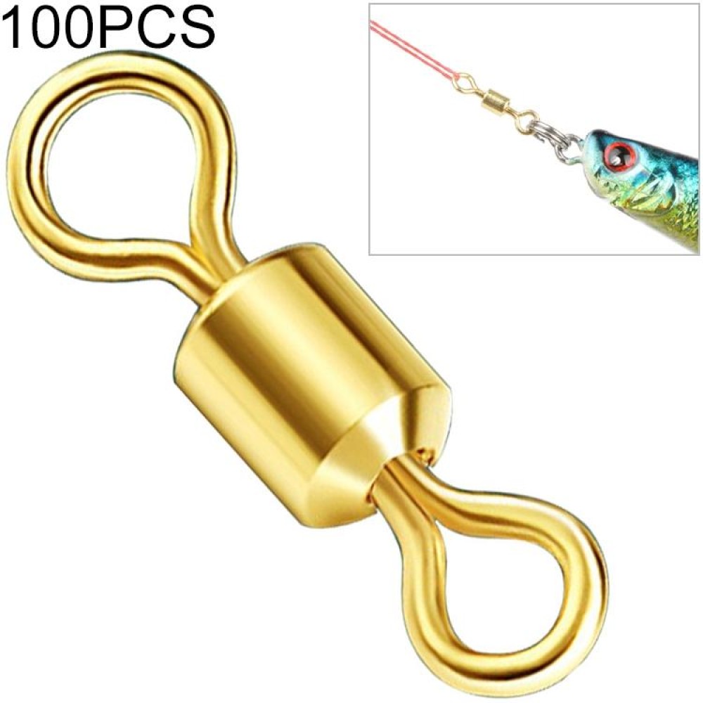 100 PCS Fishing Tackle Supplies Zimu Swivel Gold-plated Swivel Fishing Accessories, Specification: Length 1.1cm(Gold)