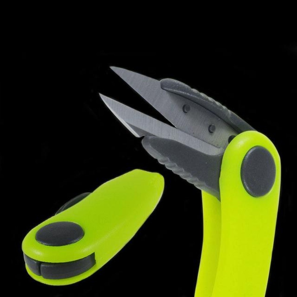 Shrimp-Shaped Stainless Steel Fish Use Scissors Accessories Folding Fishing Line Cut Clipper Fishing Scissor Tackle(Green)