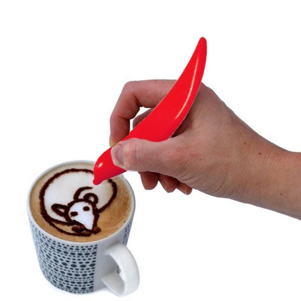 New Electric Latte Art Pen For Coffee Cake Pen For Spice Cake Decorating Pen Coffee Carving Pen Baking Pastry Tools(Red)