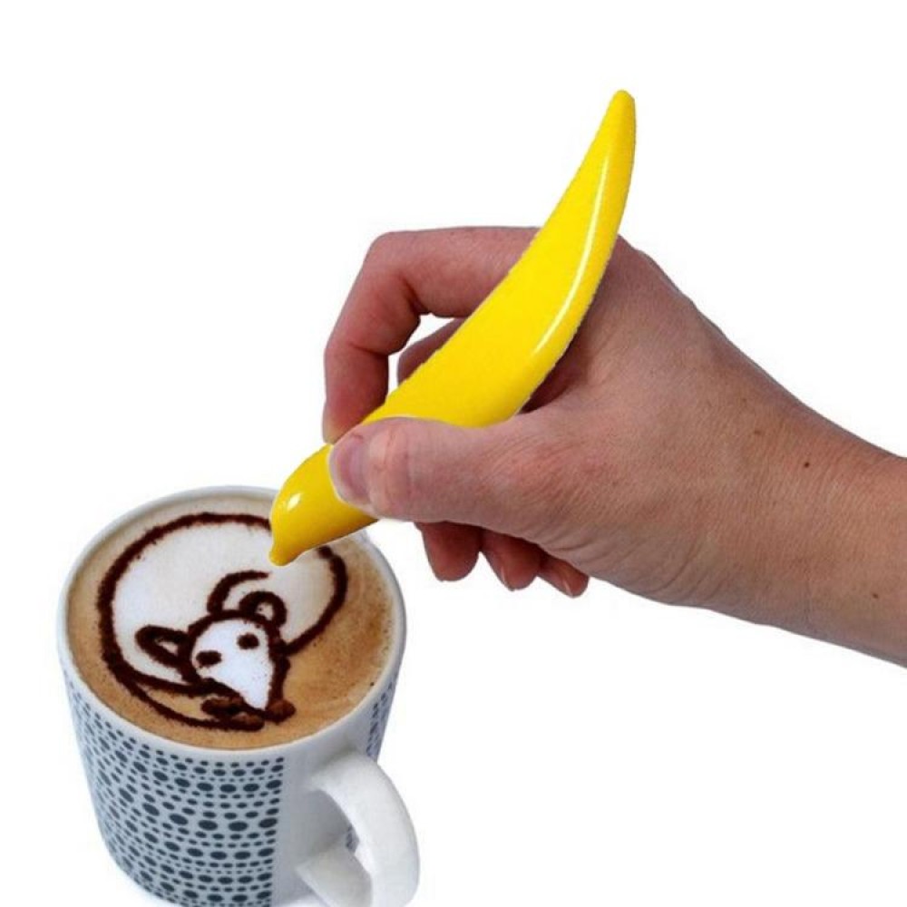 New Electric Latte Art Pen For Coffee Cake Pen For Spice Cake Decorating Pen Coffee Carving Pen Baking Pastry Tools(Yellow)