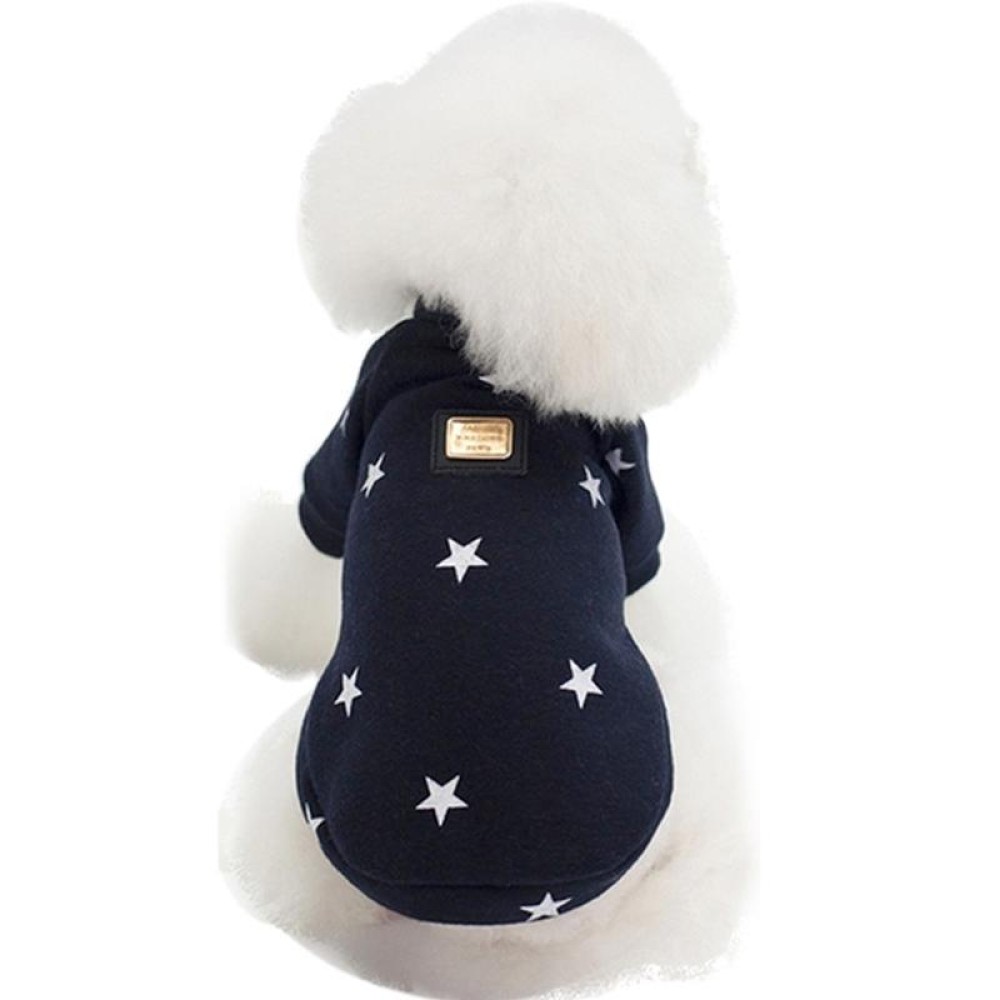 Pet Fall and Winter Five-pointed Star Pattern Sweater Pet Warm Clothes, Size:S(Blue)