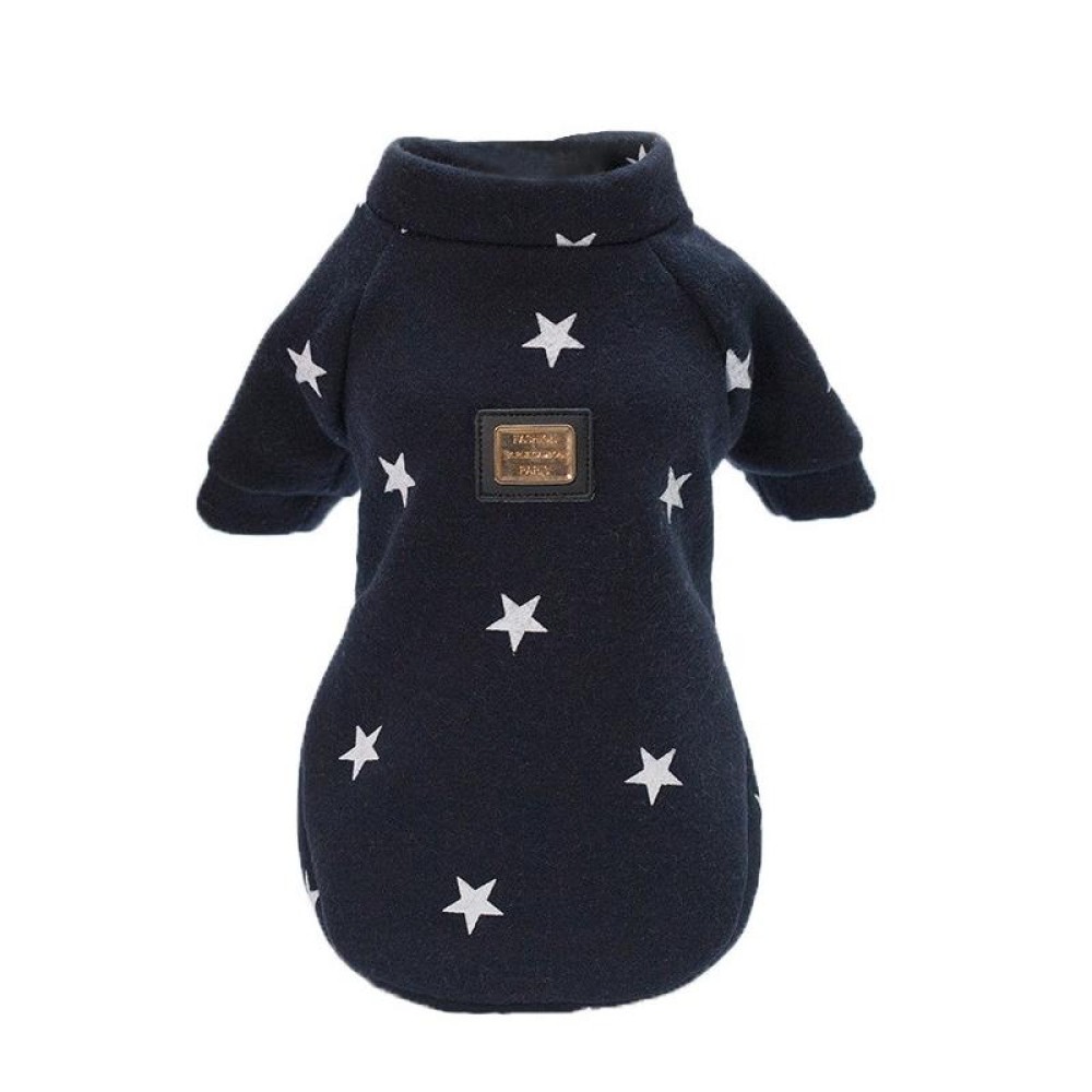 Pet Fall and Winter Five-pointed Star Pattern Sweater Pet Warm Clothes, Size:M(Blue)