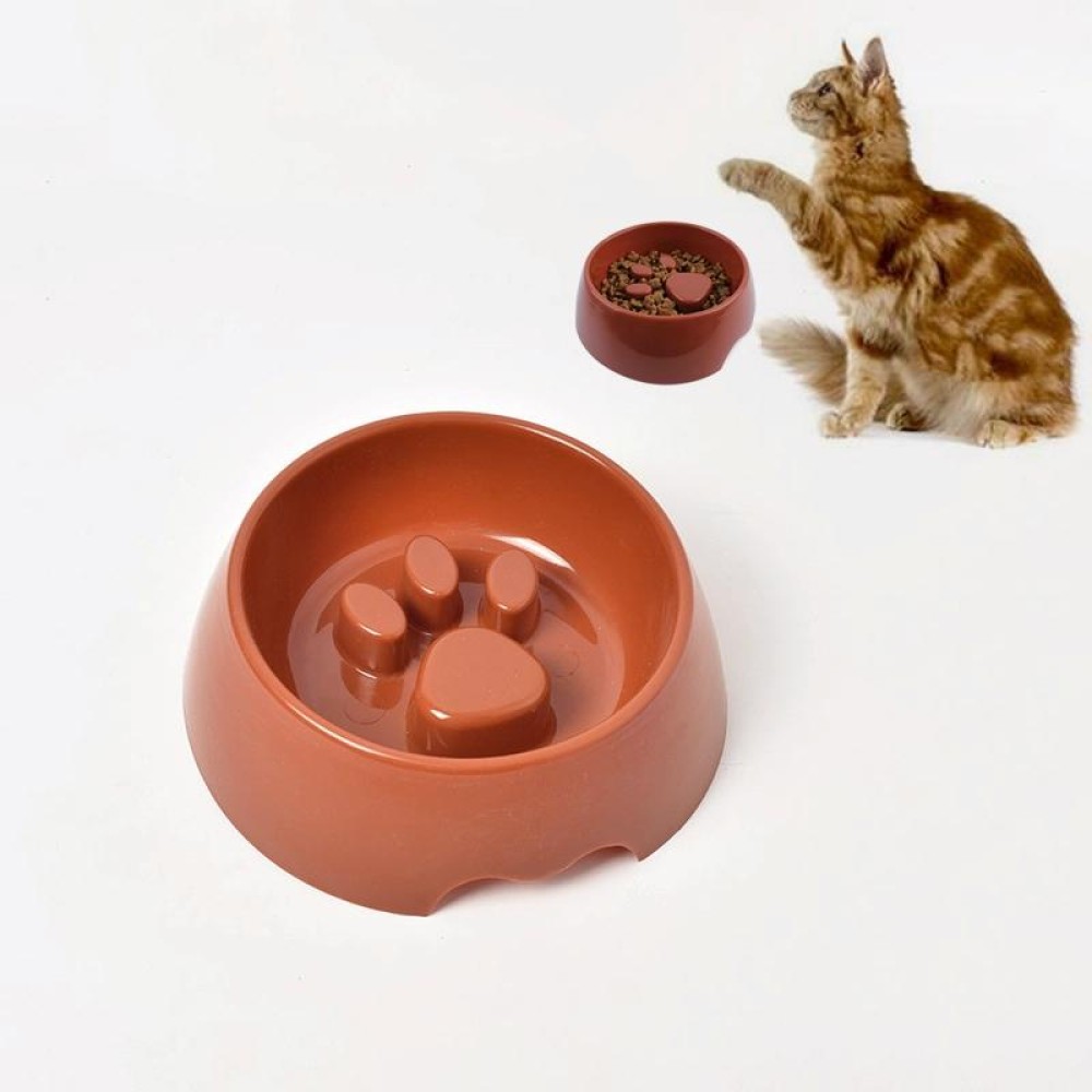 Anti-choking Pet Bowl Slow Food Dog Print Food Bowl, Size:22x17.5x7cm(Brown)