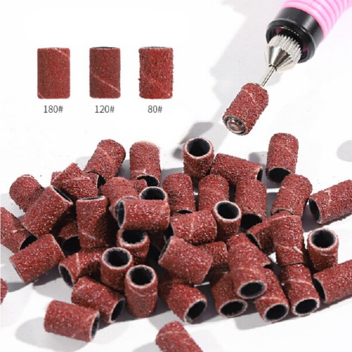 100pcs / Pack Nail Art Electric Grinder Accessories Sandpaper Ring Sand Cloth Ring Grinding Ring, Size:80#