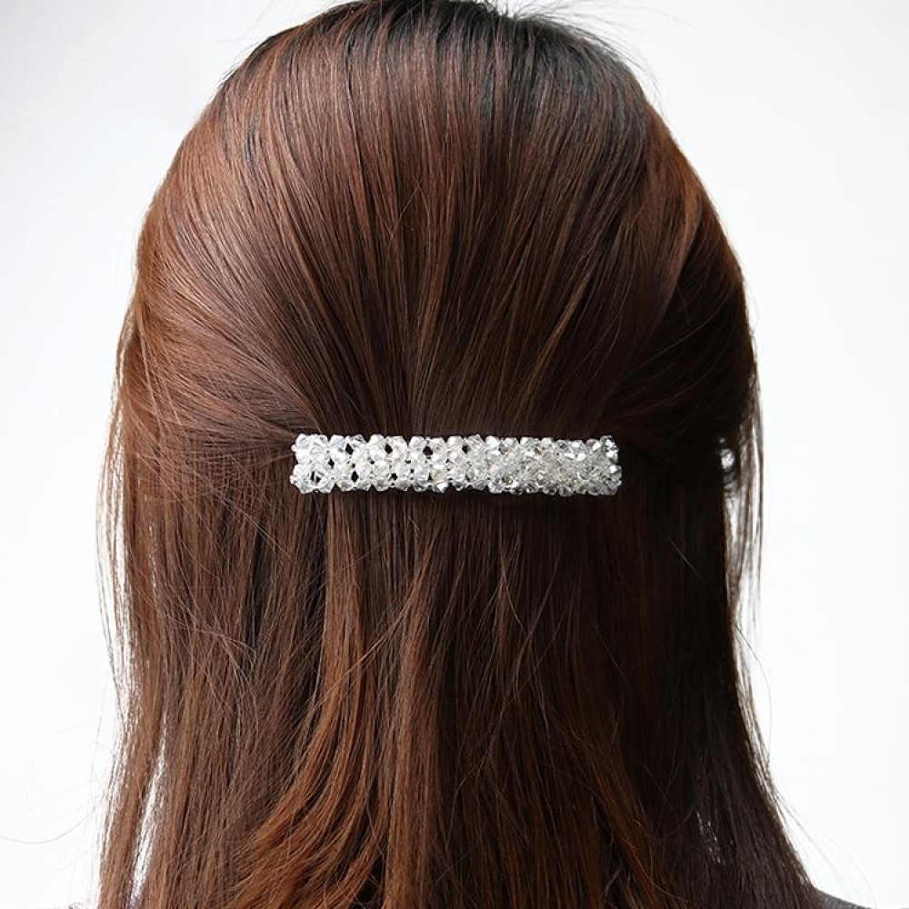Fashion Girls Headwear Crystal Rhinestone Elastic Hair Clip Hair Accessories(White)