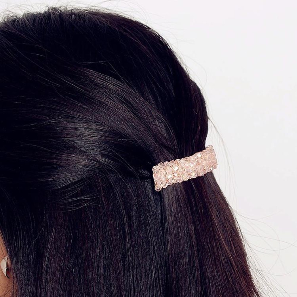 Fashion Girls Headwear Crystal Rhinestone Elastic Hair Clip Hair Accessories(Pink)