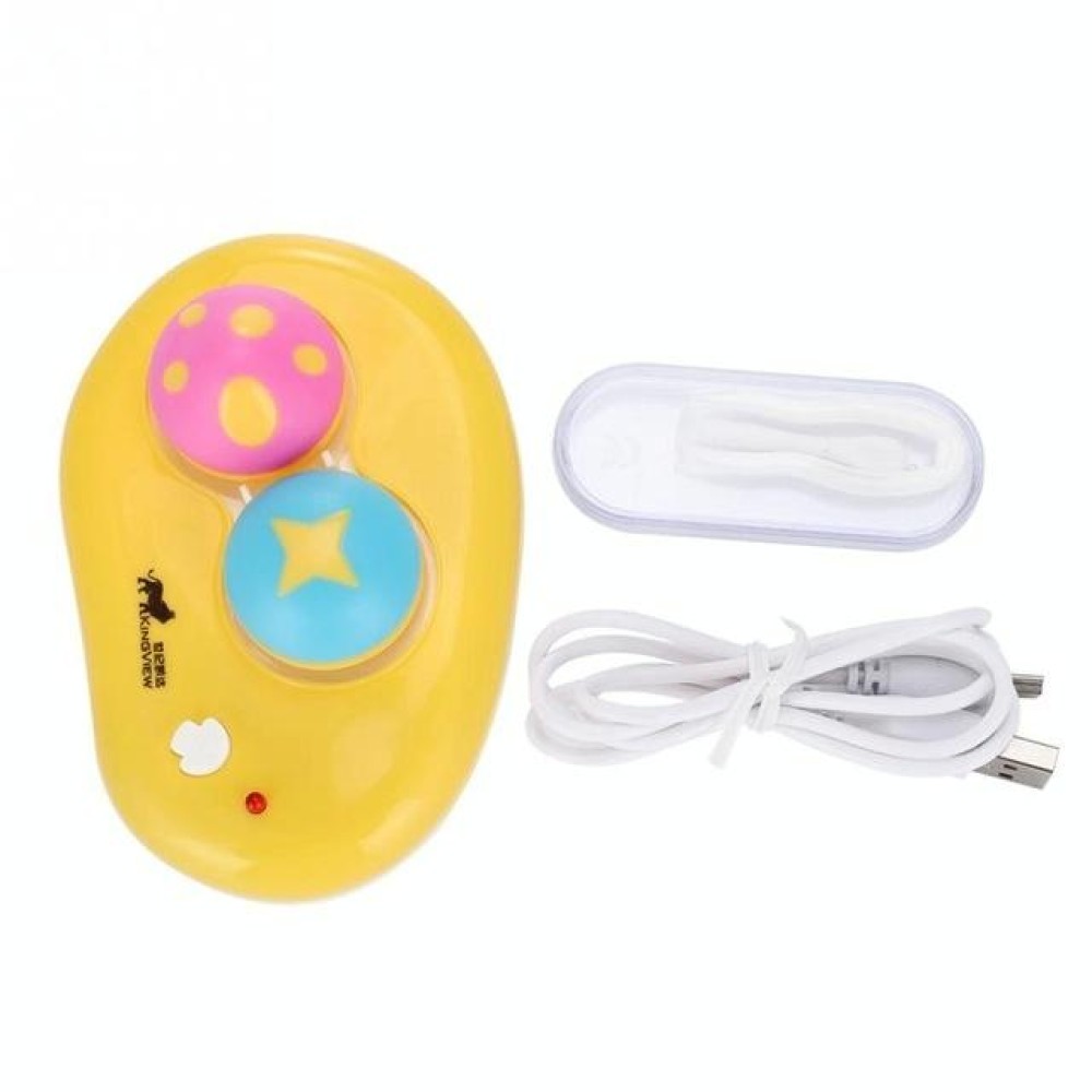 Electric Contact Lens Case Ultrasonic Washer Box Cute Mashroom Eyes Care Tools(Yellow)