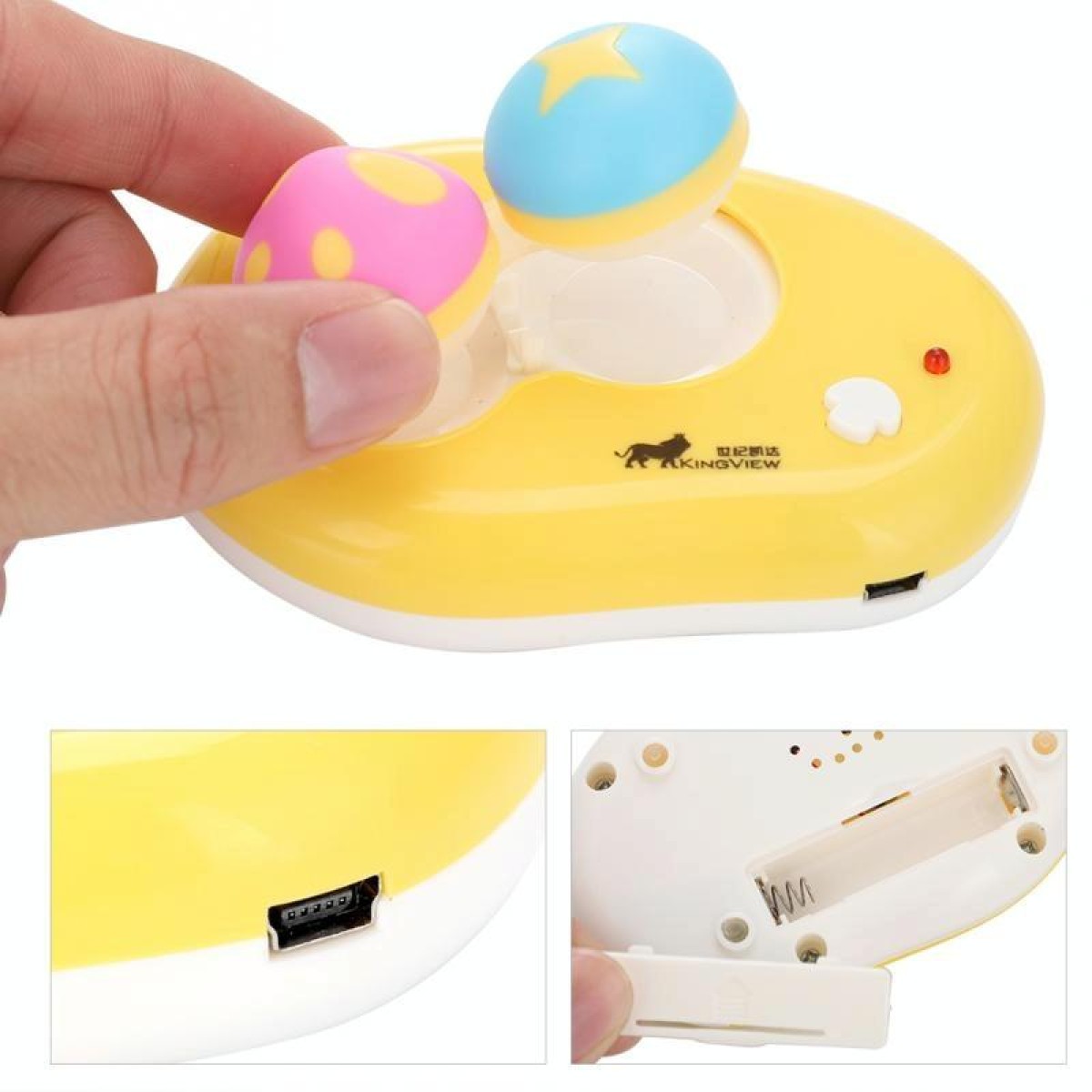 Electric Contact Lens Case Ultrasonic Washer Box Cute Mashroom Eyes Care Tools(Yellow)