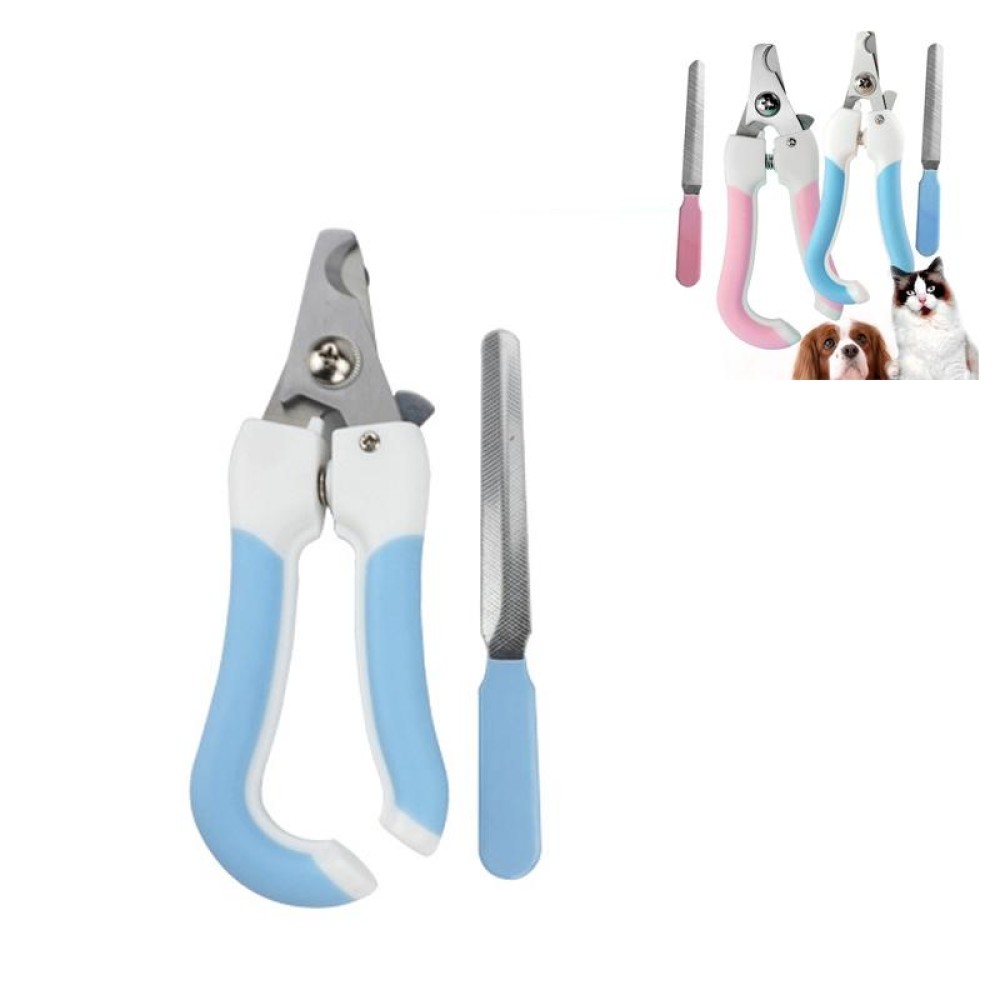 Two-piece Pet Toe Stainless Steel Cat and Dog Nail Clipper Filee, Size:S(Blue)
