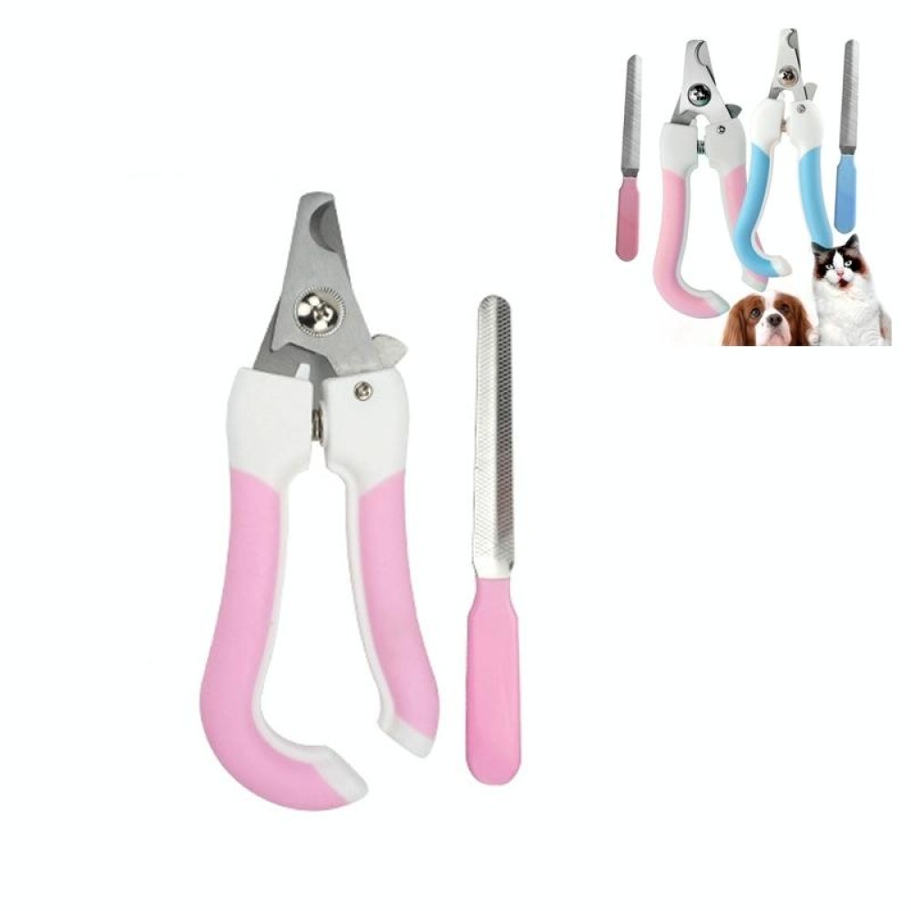 Two-piece Pet Toe Stainless Steel Cat and Dog Nail Clipper Filee, Size:S(Pink)