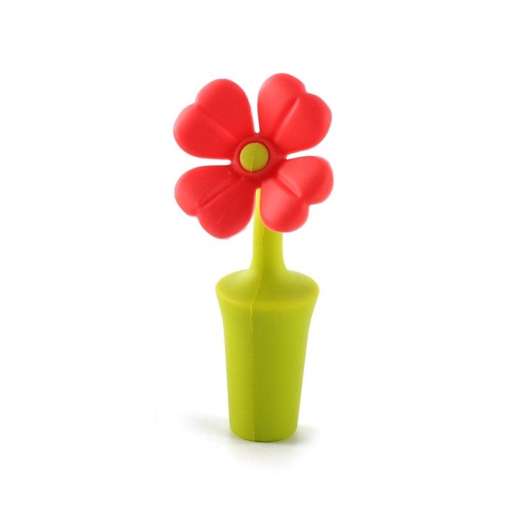 3 PCS Creative Wine Drink Preservation Stopper Flower Silicone Wine Stopper(Red Sun Flower)