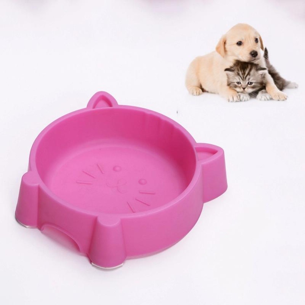 2 PCS Eco-friendly Plastic Anti-skid Cat Face Bowl Pet Supplies(Pink)