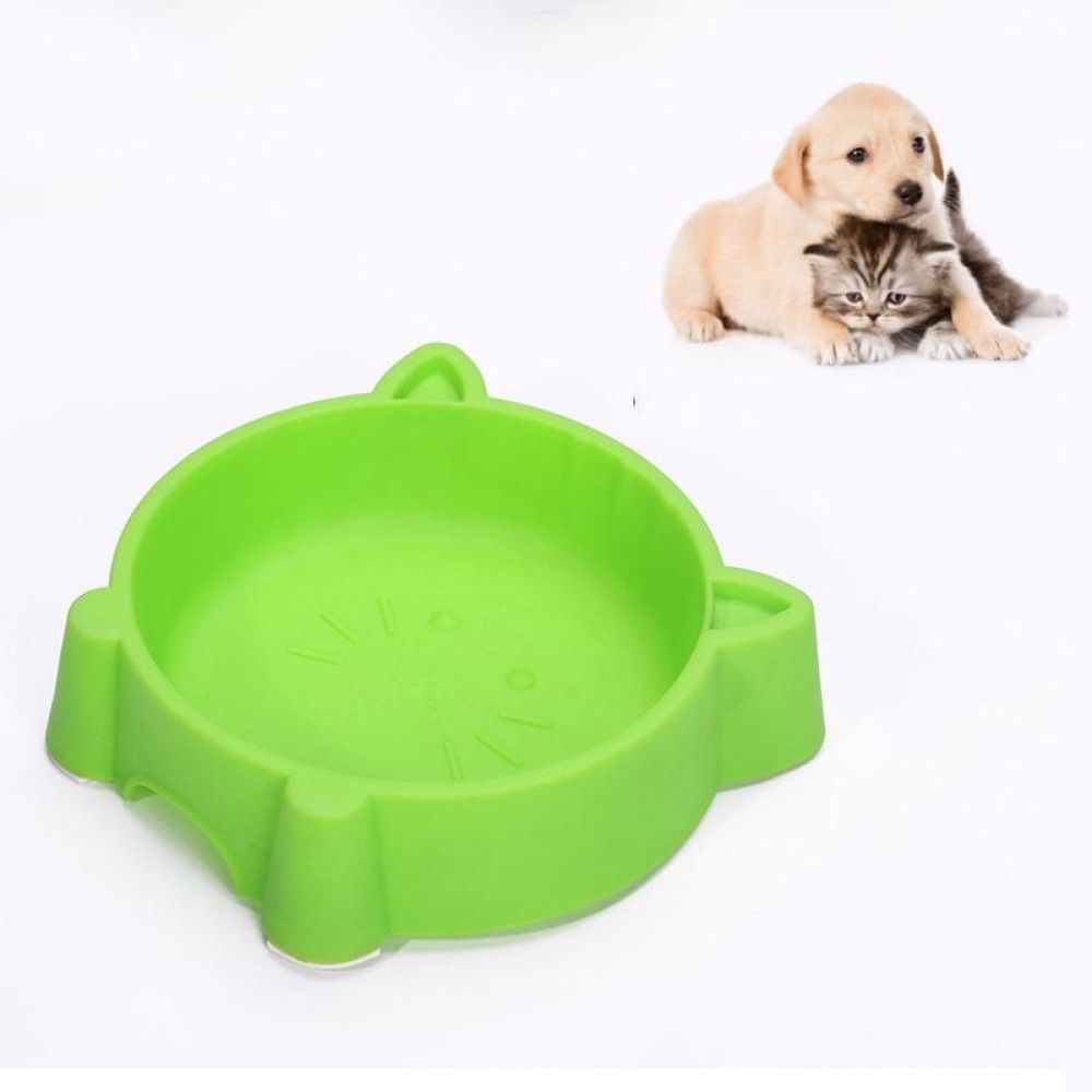 2 PCS Eco-friendly Plastic Anti-skid Cat Face Bowl Pet Supplies(Green)