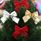 12 PCS Flocked Bow Christmas Tree Decoration(red)