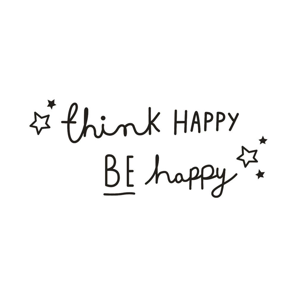 Think Happy Be Happy English Letter Wall Stickers Home Decor Living Room Bedroom Children's Room Applique Mural