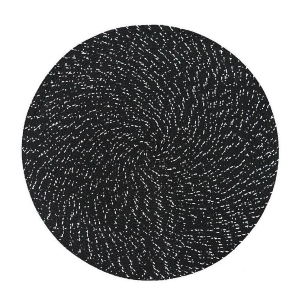 2 PCS PP Round Oval Woven Placemat, Size:Diameter 36cm(Black)