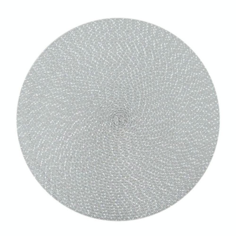 2 PCS PP Round Oval Woven Placemat, Size:Diameter 36cm(Gray)