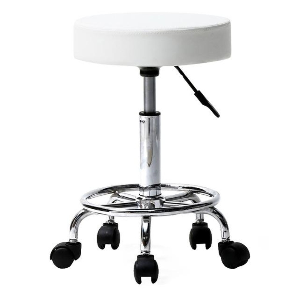 Adjustable Beauty Barber Shop Bar Lift Pulley Stool Movable Stool Chair(White)