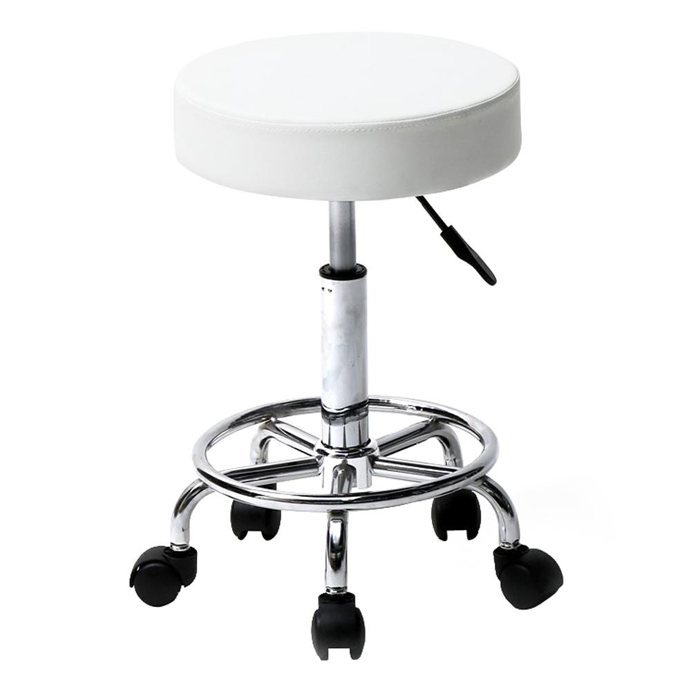 Adjustable Beauty Barber Shop Bar Lift Pulley Stool Movable Stool Chair(White)