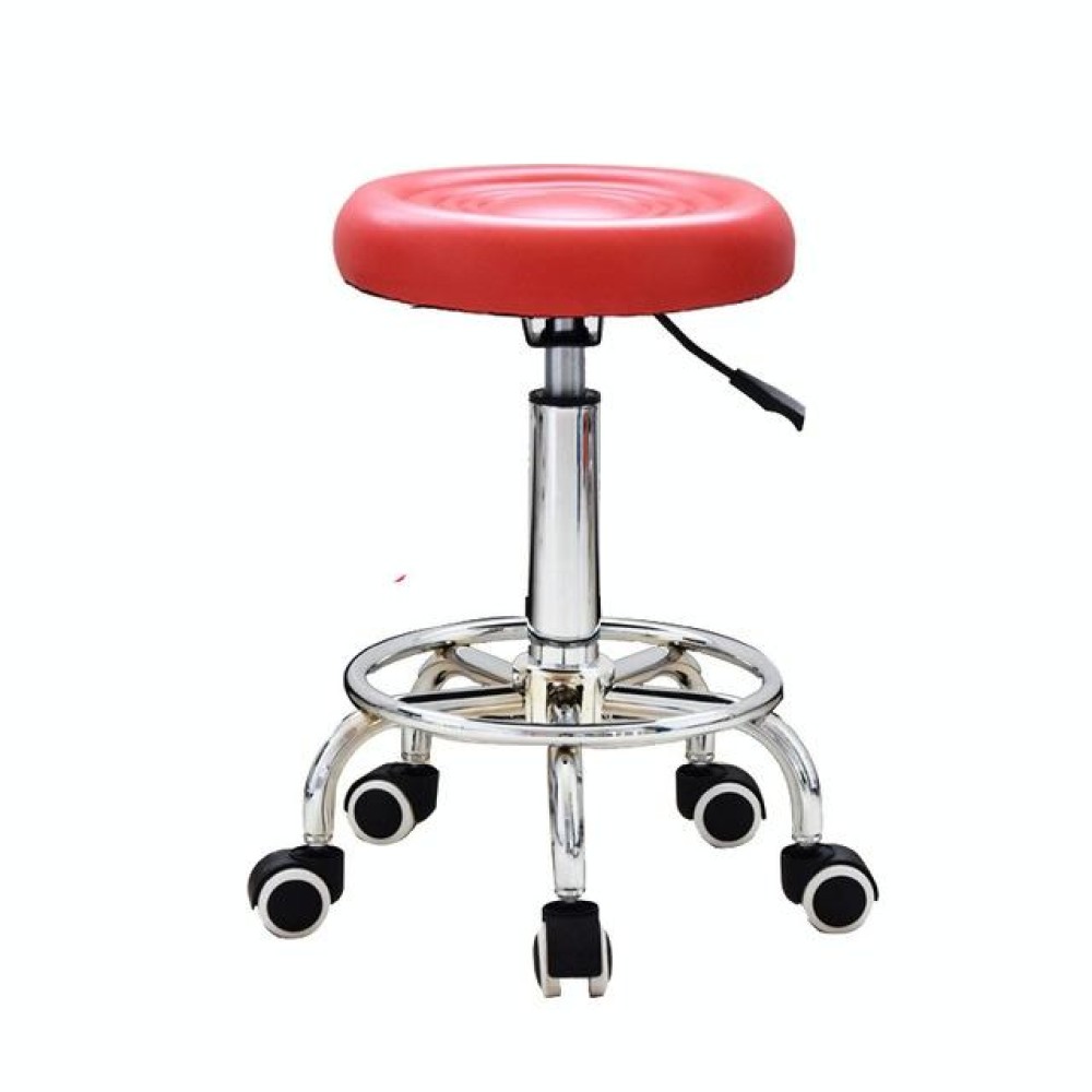Adjustable Beauty Barber Shop Bar Lift Pulley Stool Movable Stool Chair(Red)