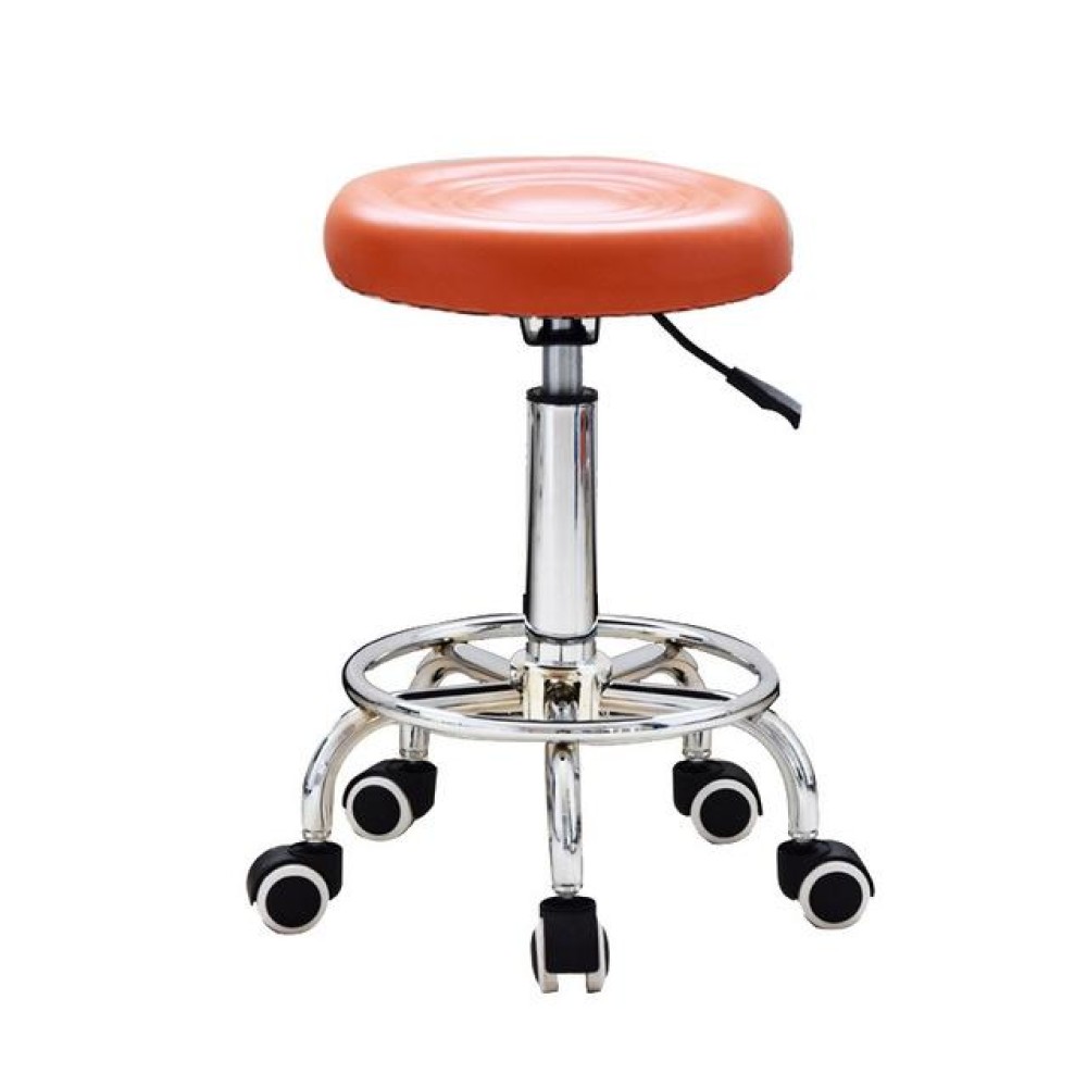 Adjustable Beauty Barber Shop Bar Lift Pulley Stool Movable Stool Chair(Orange)