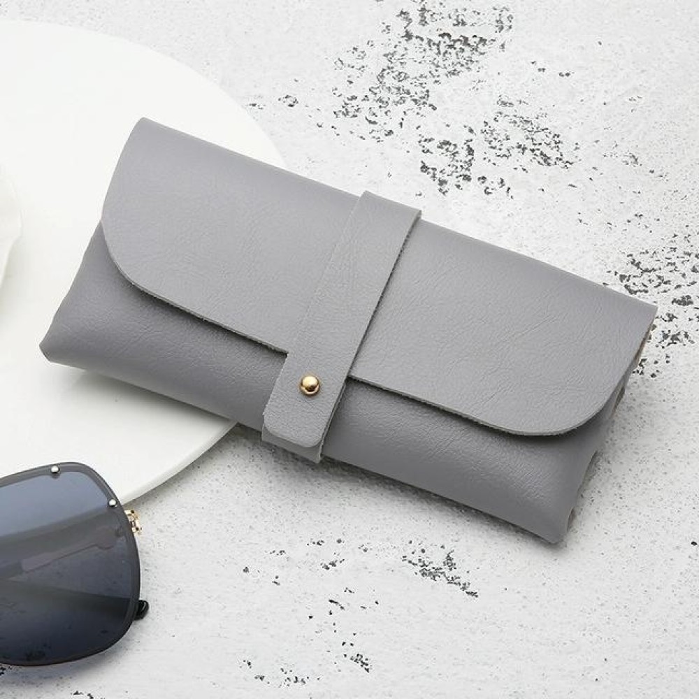 Fashion Portable Glasses Case Magnetic PU Leather Foldable Glasses Box for Eyeglass Oversize Sunglasses(Gray)