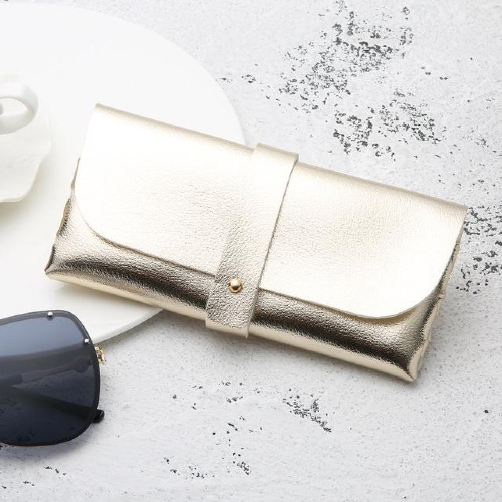Fashion Portable Glasses Case Magnetic PU Leather Foldable Glasses Box for Eyeglass Oversize Sunglasses(Gold)