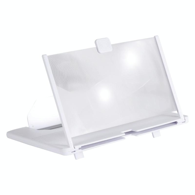 12 Inch Pull-Out Mobile Phone Screen Magnifier 3D Desktop Stand, Style:Blu-ray Model(White)