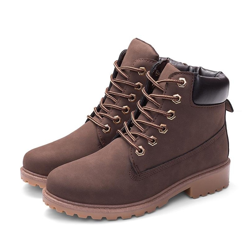 Couple Casual Big Head Warm Shoes Martin Boots, Size:38(Brown)