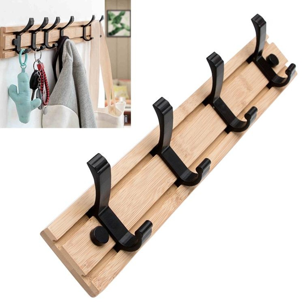Fashion Wooden Free Punching Hook Coat Rack Hanger Hook for Bedroom Living Room or Wardrobe, Size:4 Hooks
