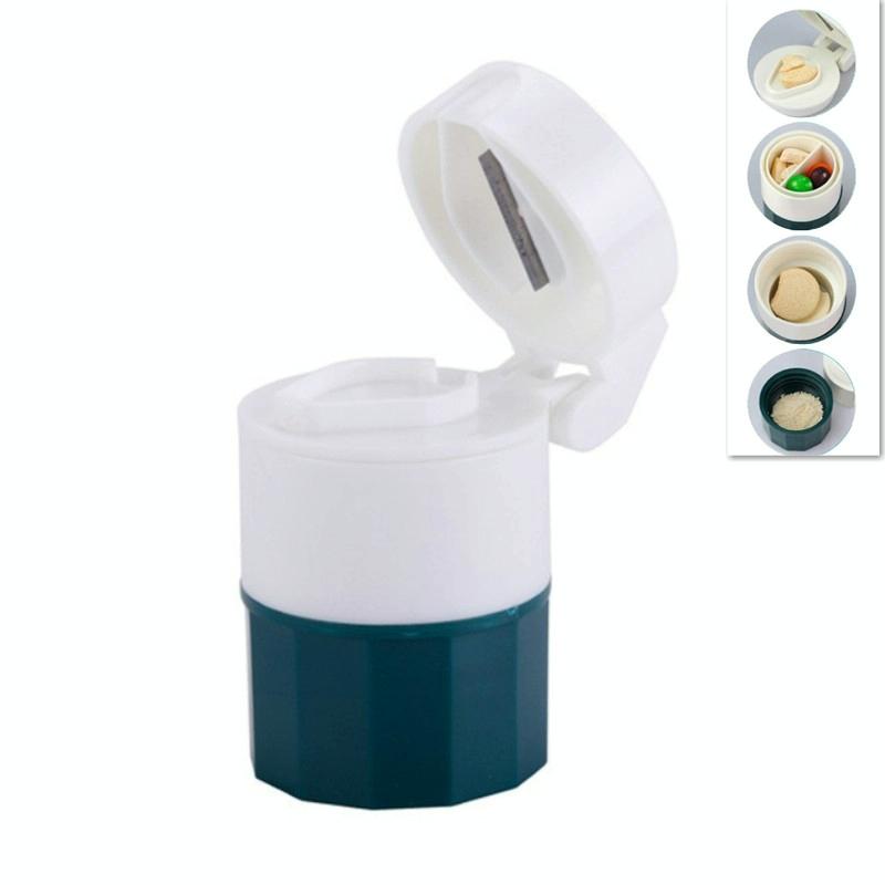 Environmental Protection Multifunctional Circular Pill Divider Pill Box(Green)
