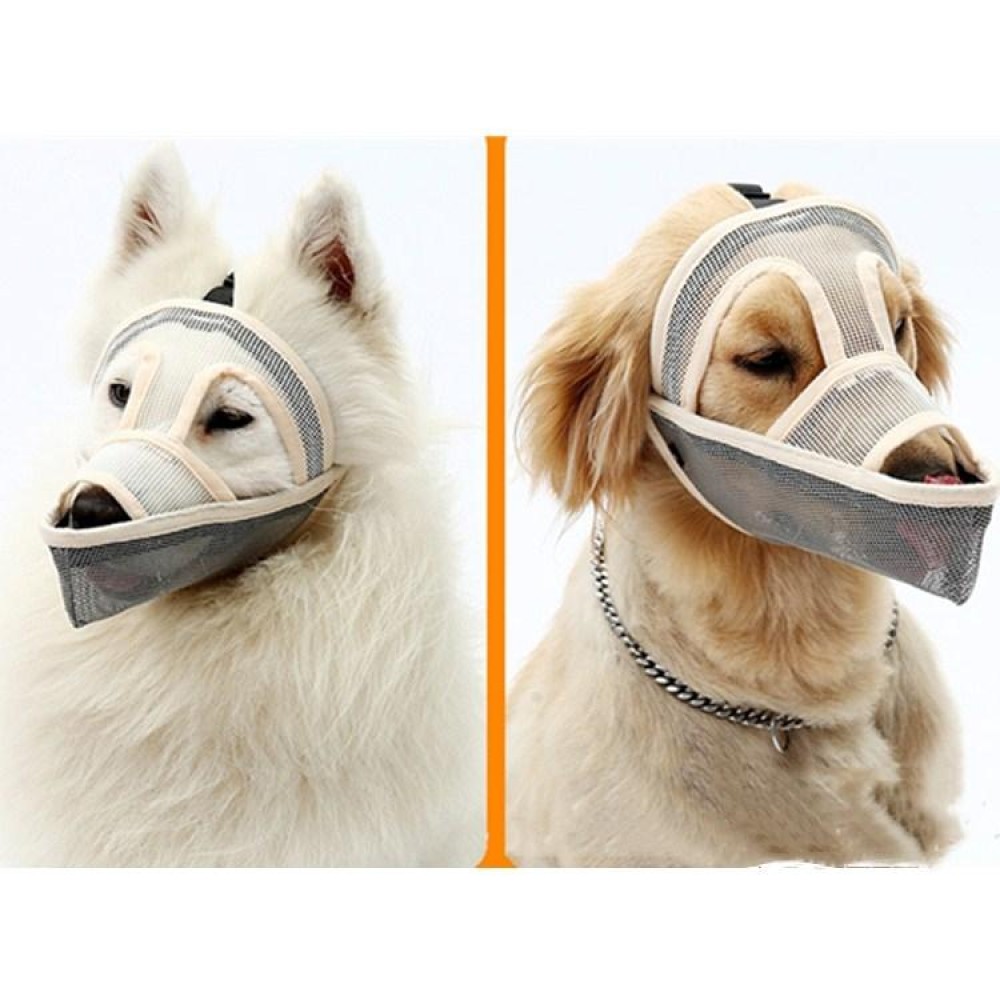 Small And Medium-sized Long-mouth Dog Mouth Cover Teddy Dog Mask, Size:XXS(Cream-coloured)