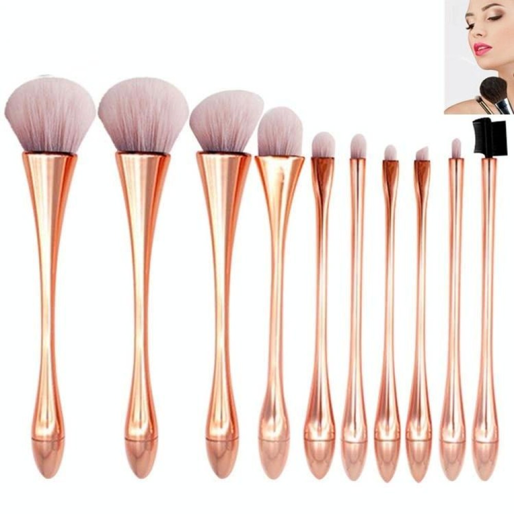 10 In 1 Small Waist Goblet Makeup Brush Set Beauty Tools(Rose Gold)