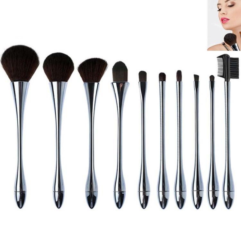 10 In 1 Small Waist Goblet Makeup Brush Set Beauty Tools(Silver)